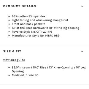 citizens of humanity size guide